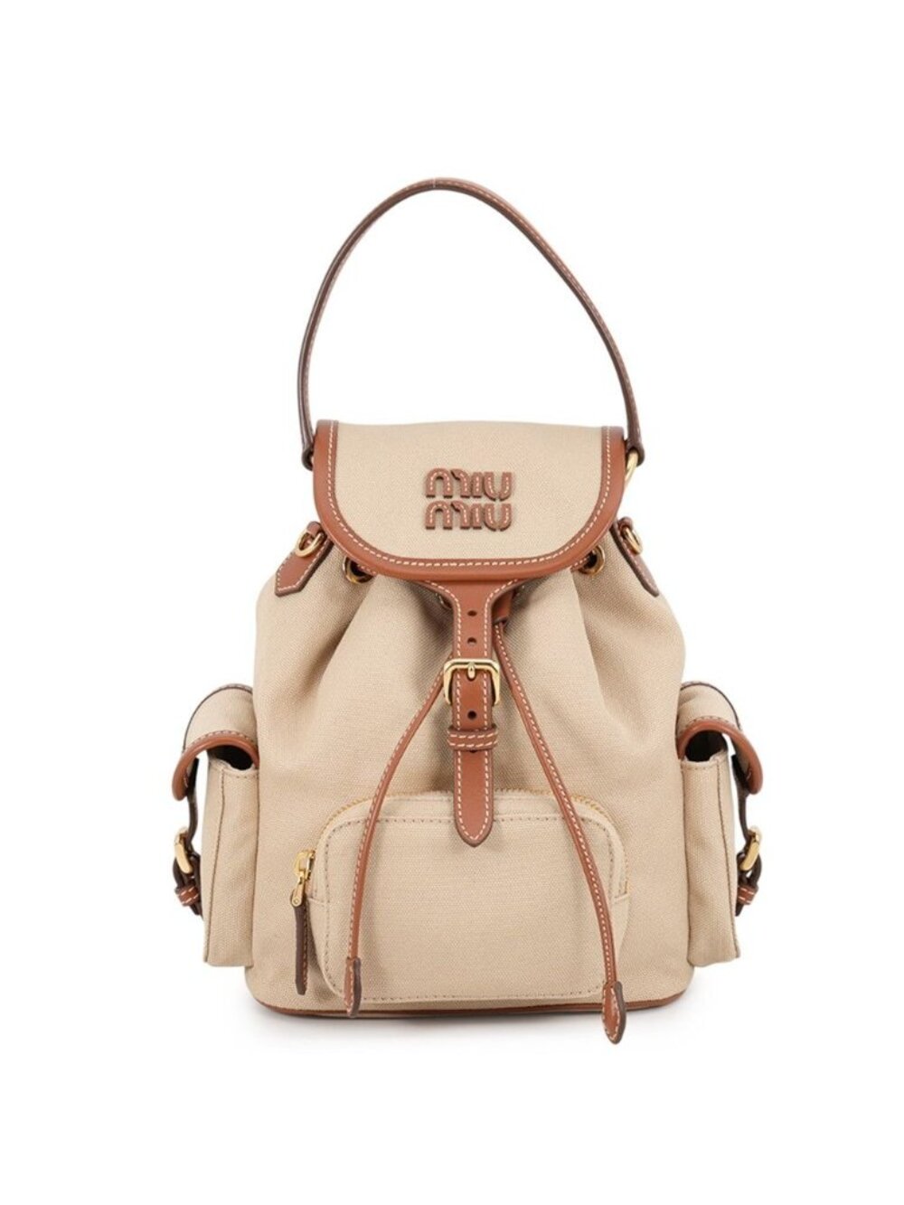 Miu Miu Backpack Logo Leather Canvas